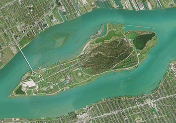 aerial view of belle isle