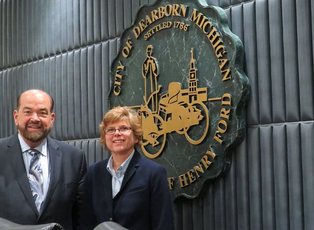 Dearborn Mayor John O'Reilly and SEMCOG Executive Director Kathleen Lomako