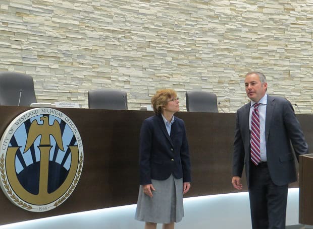 SEMCOG Executive Director Kathleen Lomako and Westland Mayor William Wild