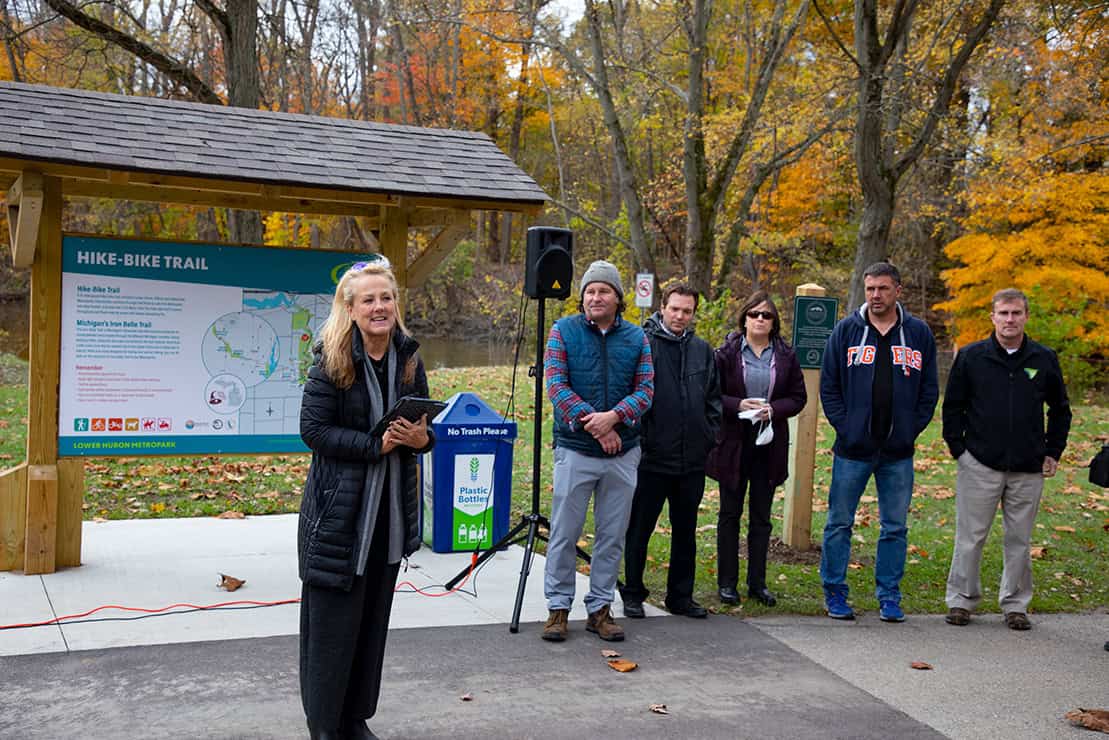 Amy McMillan, Director of Huron-Clinton Metroparks, speaks about Renovations finished at Lower Huron Metropark’s North Fishing site.