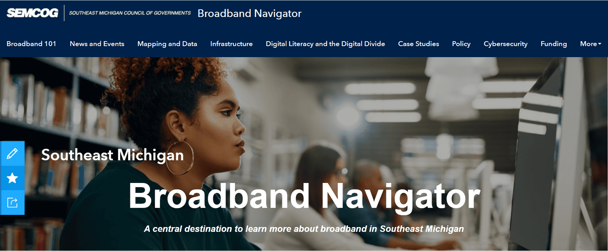 Southeast Michigan Broadband Navigator website header