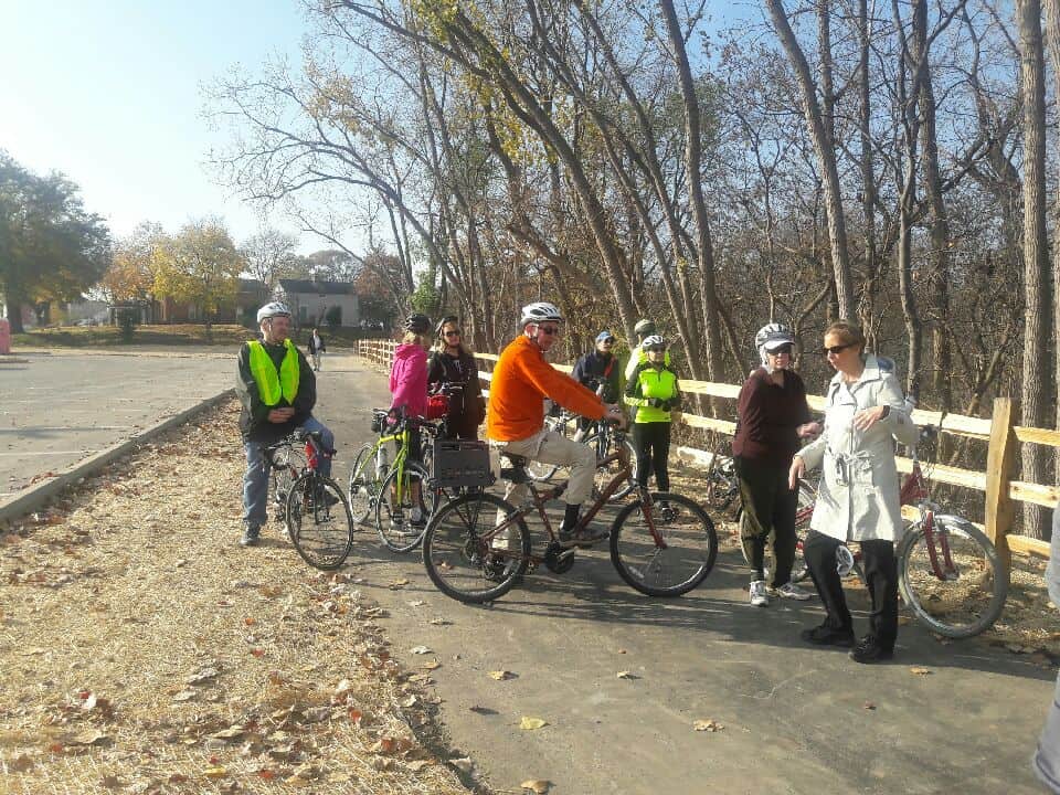 Bicyclists on the trail in Dearborn