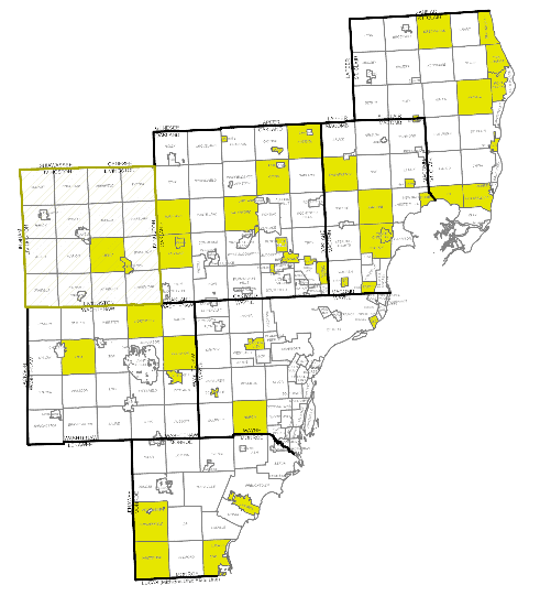 seven counties in Southeast Michigan, Livingston, Macomb, Monroe, Oakland, St. Clair, Washtenaw, Wayne. Livingston County is outlined and Oakland County, St Clair County, and Macomb County have the highest participation.