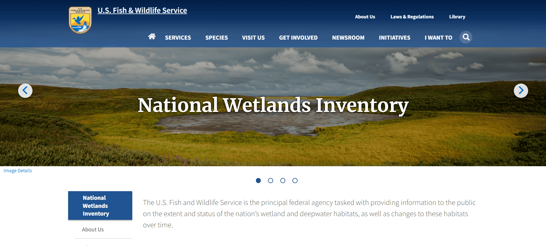 National Wetlands Inventory webpage