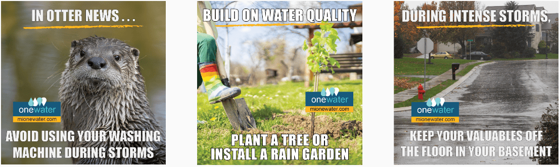 Three one water meme style graphics. 