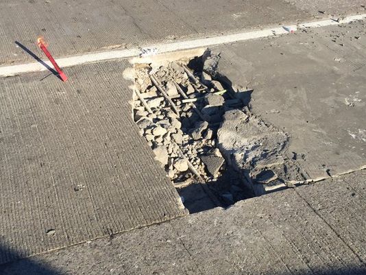 Rouge River bridge pothole