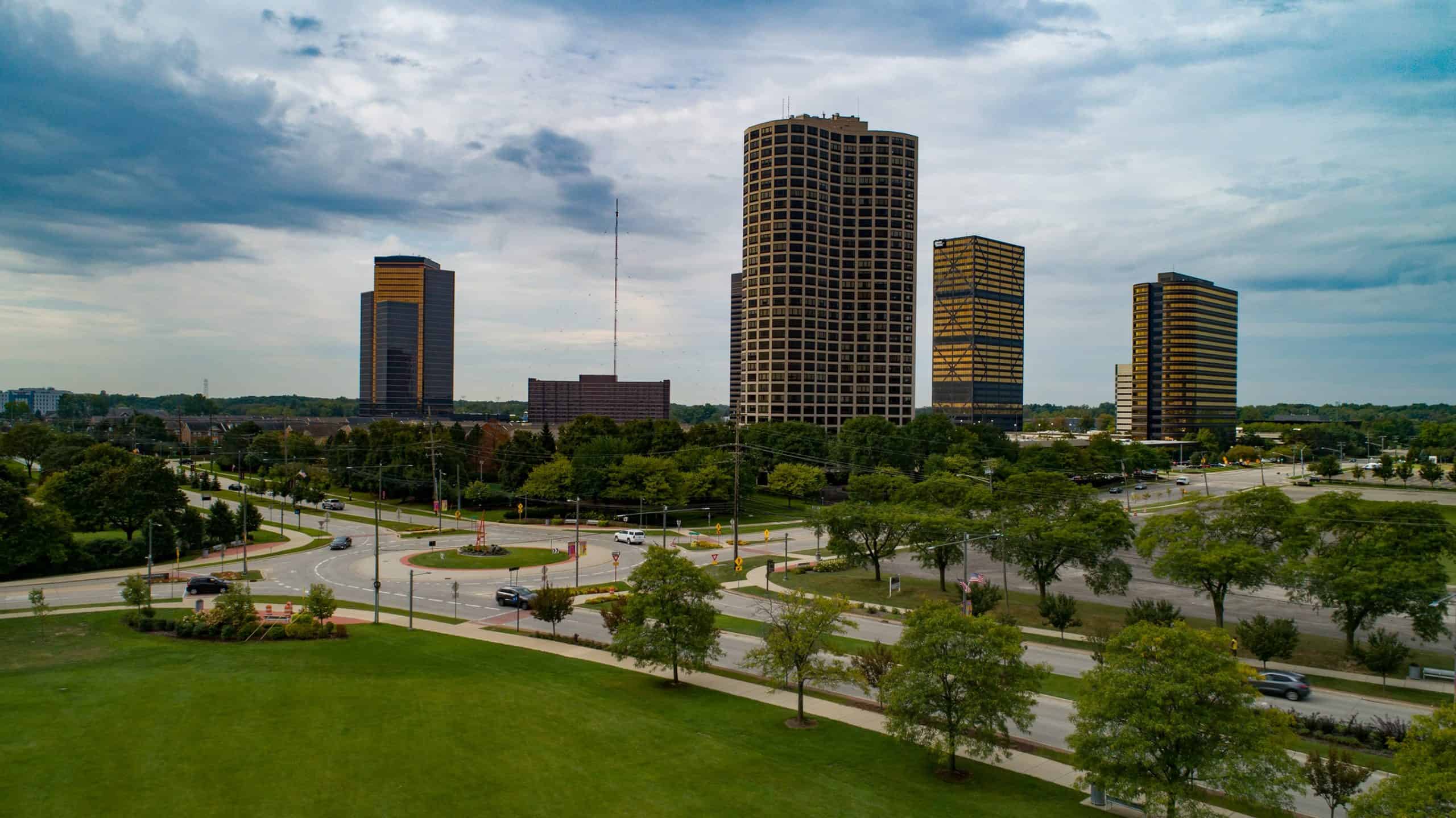 Southfield downtown aerial view