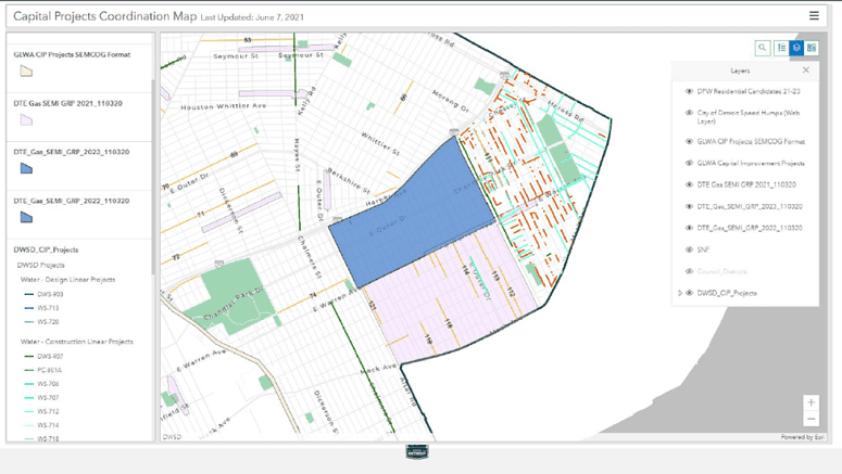 Map showing planned projects from multiple partner agencies.