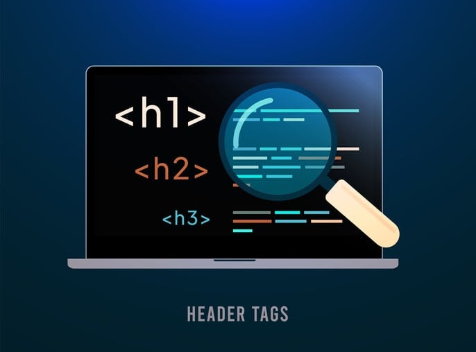 graphic showing header 1, 2, and 3 tagging for html