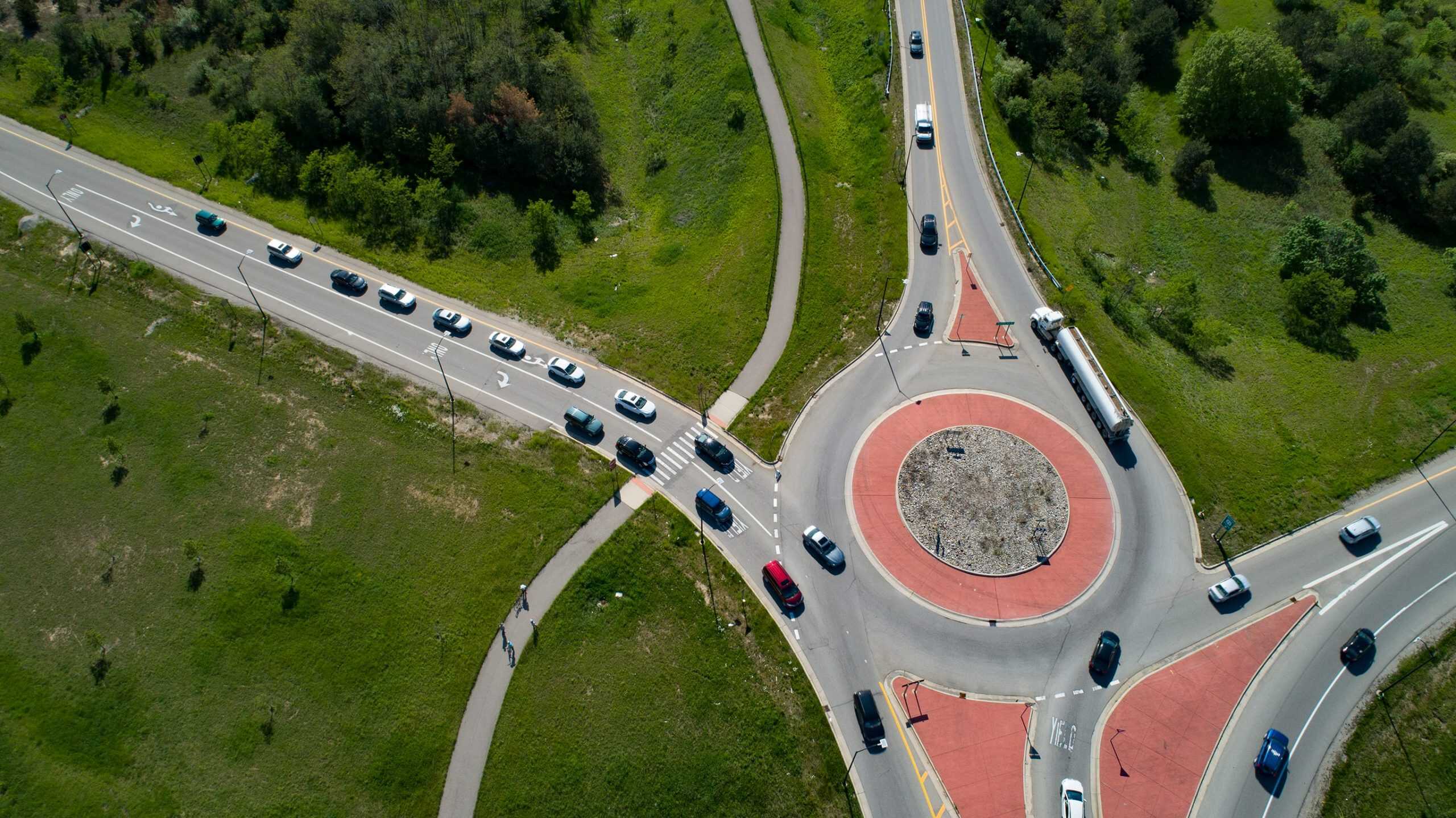 aerial view of roundabout aerial view of roundabout