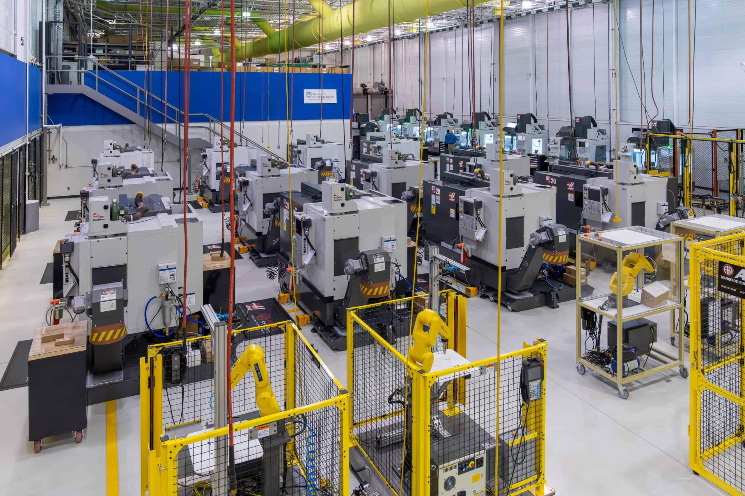overhead view of manufacturing warehouse 