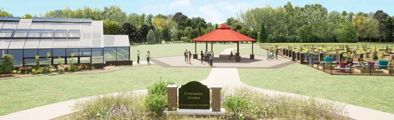 rendered image of community garden
