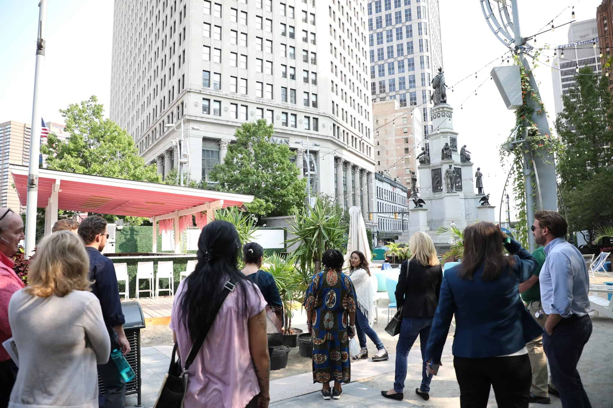 Members in downtown Detroit
