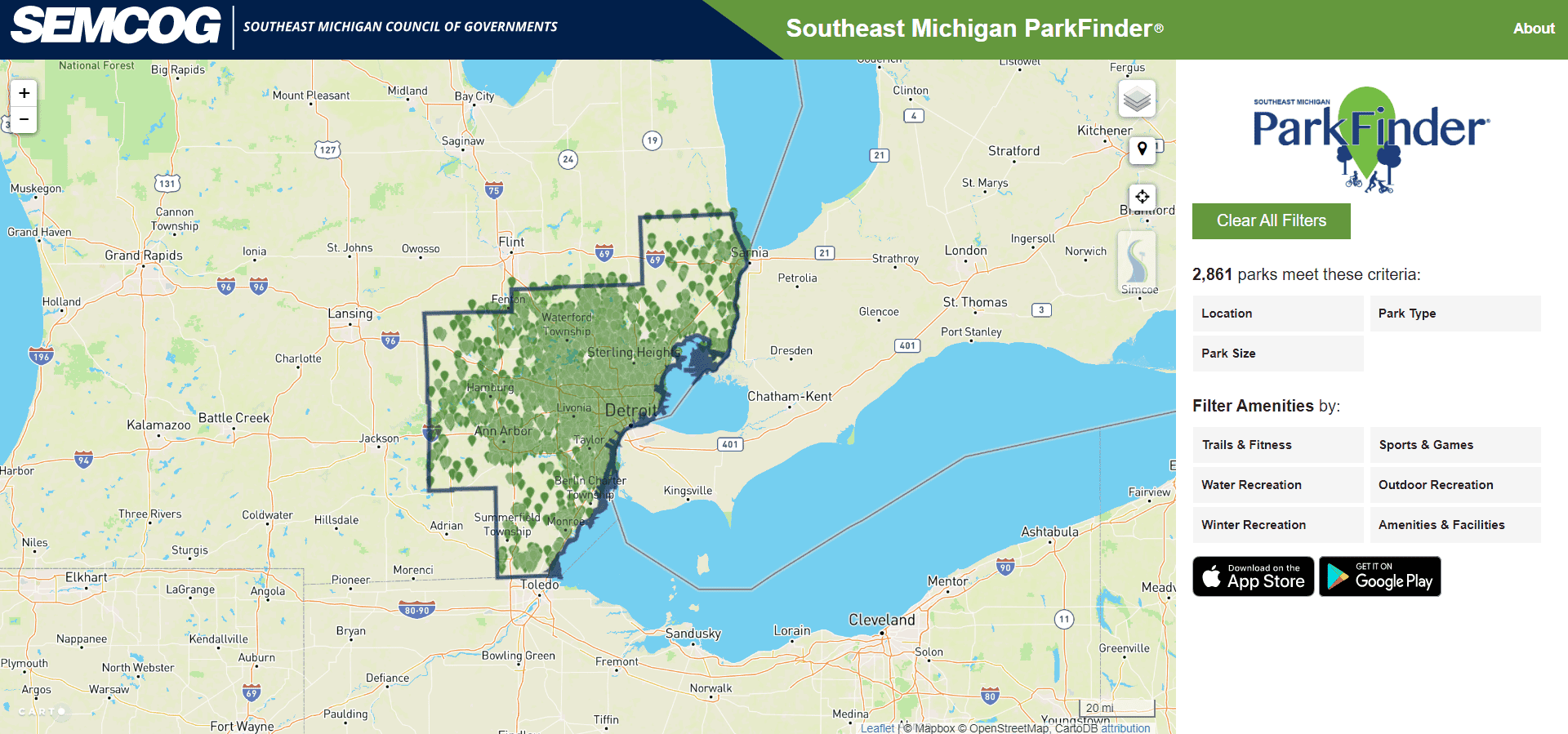 SEMCOG ParkFinder Tool
