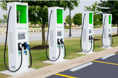 Electric Vehicle charging stations outdoors