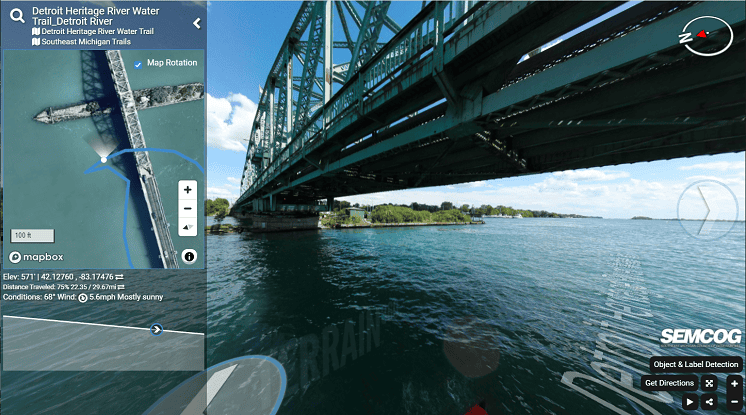 Detroit Heritage River Walk map view