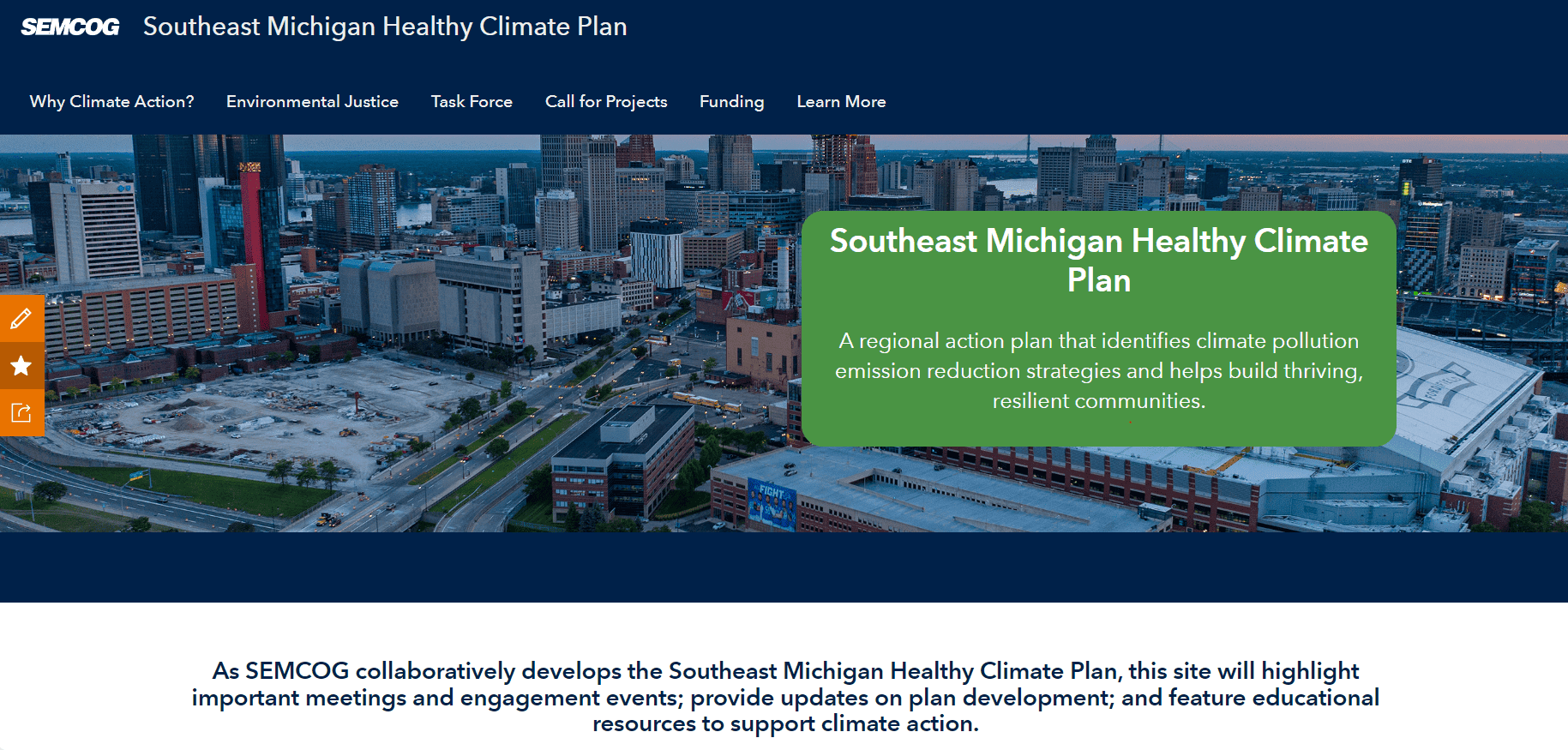 SEMCOG Southeast Michigan Healthy Climate Plan website