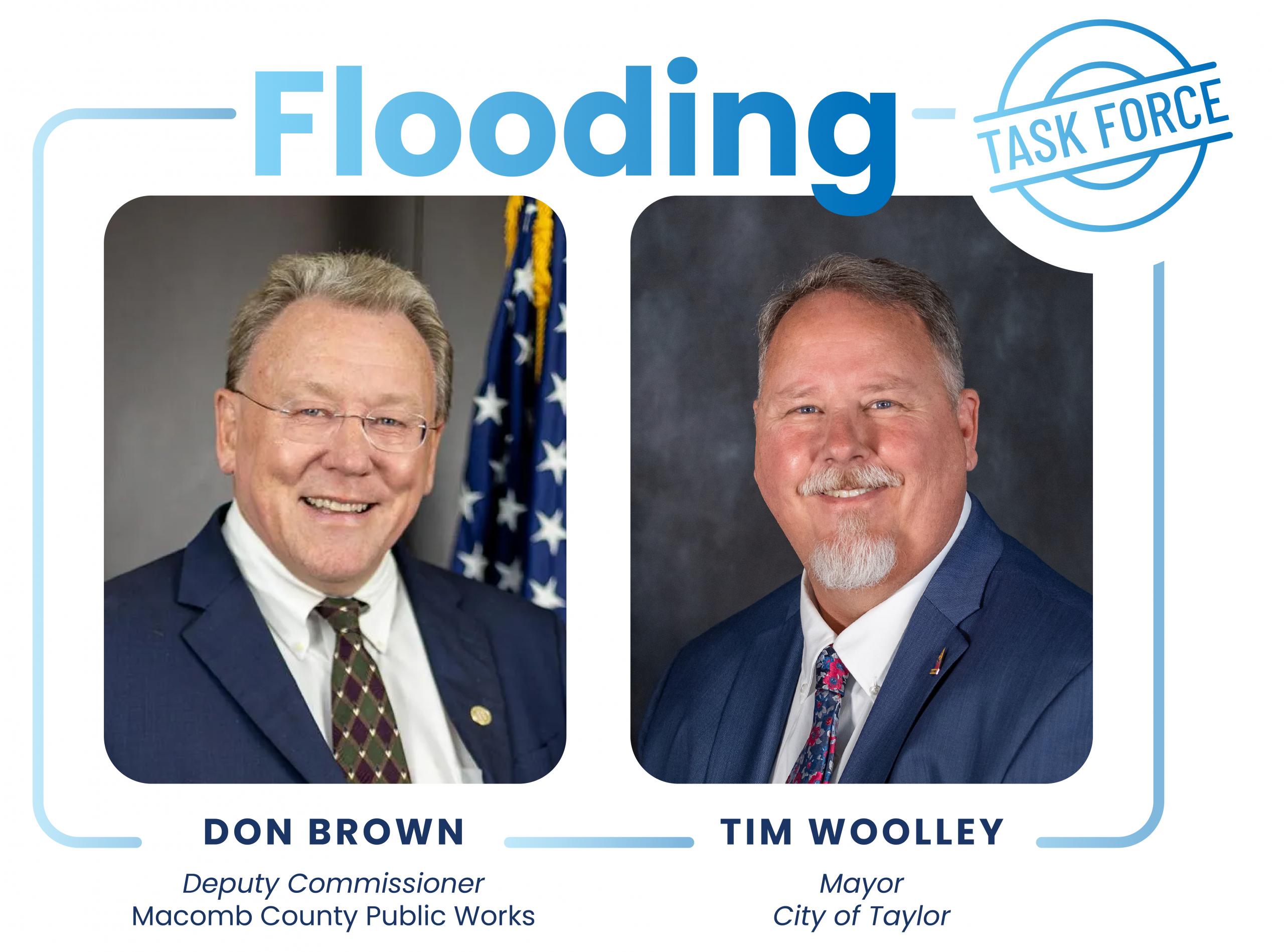 Macomb County Public Works officials and City of Taylor mayor in professional portraits for SEMCOG flooding task force.