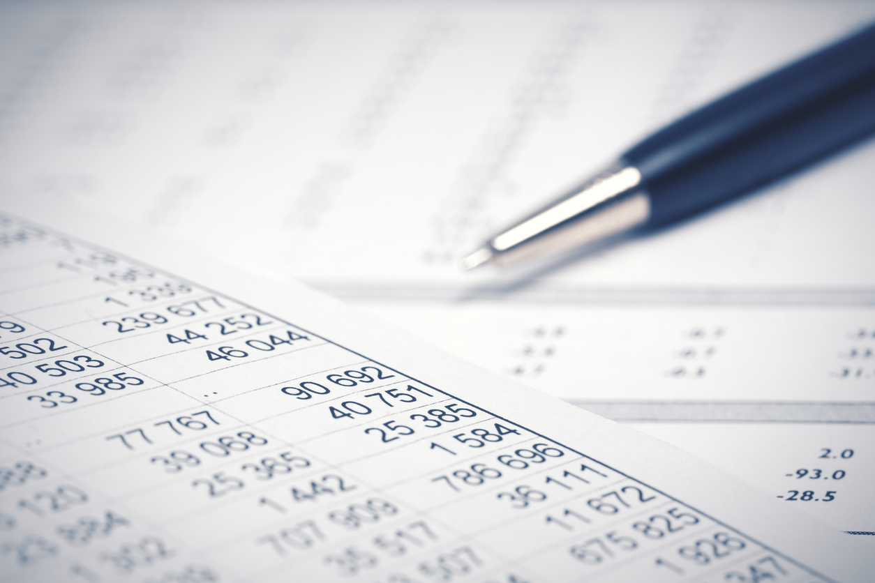 Financial data report with pen on paper, business analytics, spreadsheet analysis, economic statistics, data management, financial planning, SEMCOG.