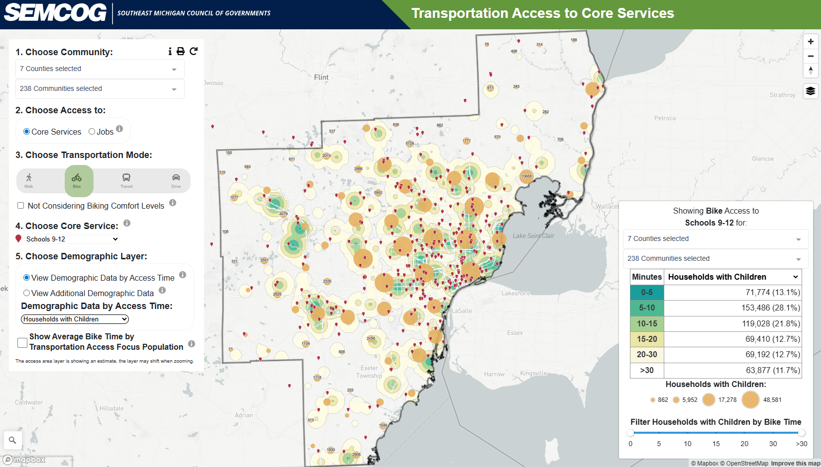 SEMCOG| image: access to core services map image