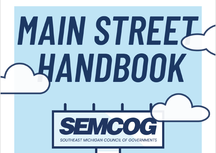 A picture of the cover of SEMCOG's Main Street Handbook.