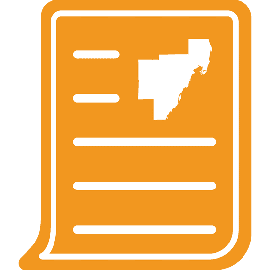 Orange newsletter icon showing a document with text lines, representing updates, articles, and safety information.